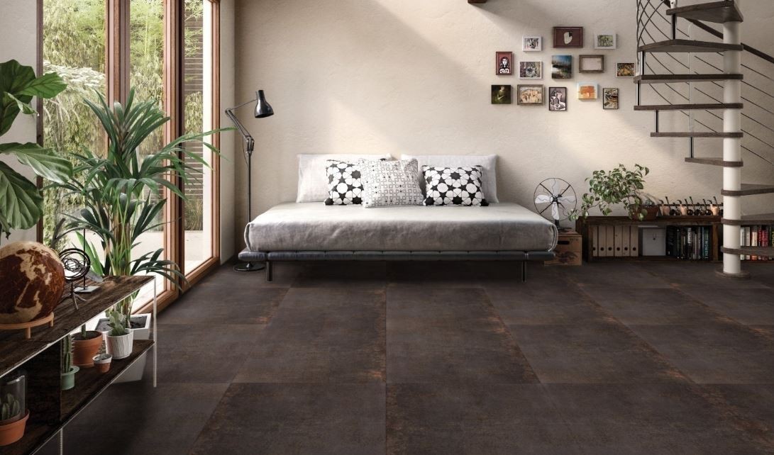 Rak EVOQUE METAL tegel Bruin Brown Mat 75x75 cm